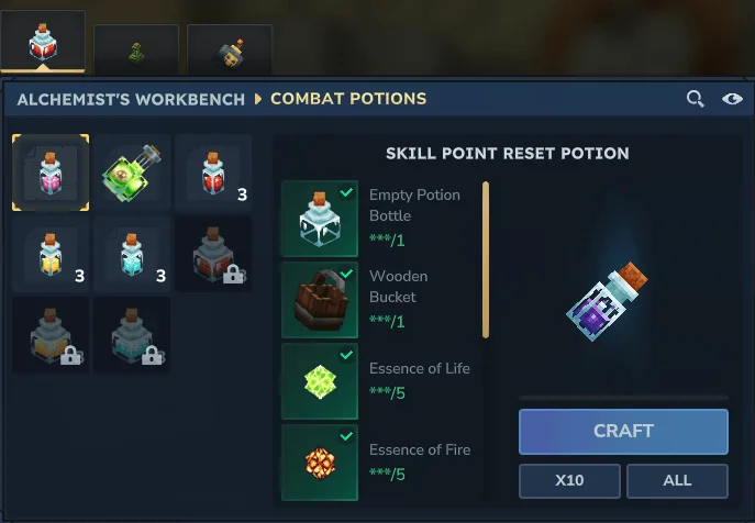 Skill Point Reset Potion