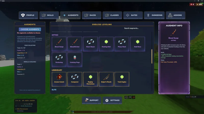 Augments Page